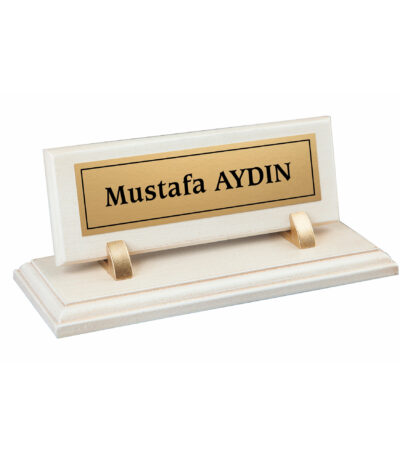 Ahşap Masa İsimliği Beyaz
