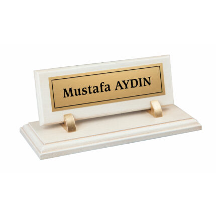 Ahşap Masa İsimliği Beyaz