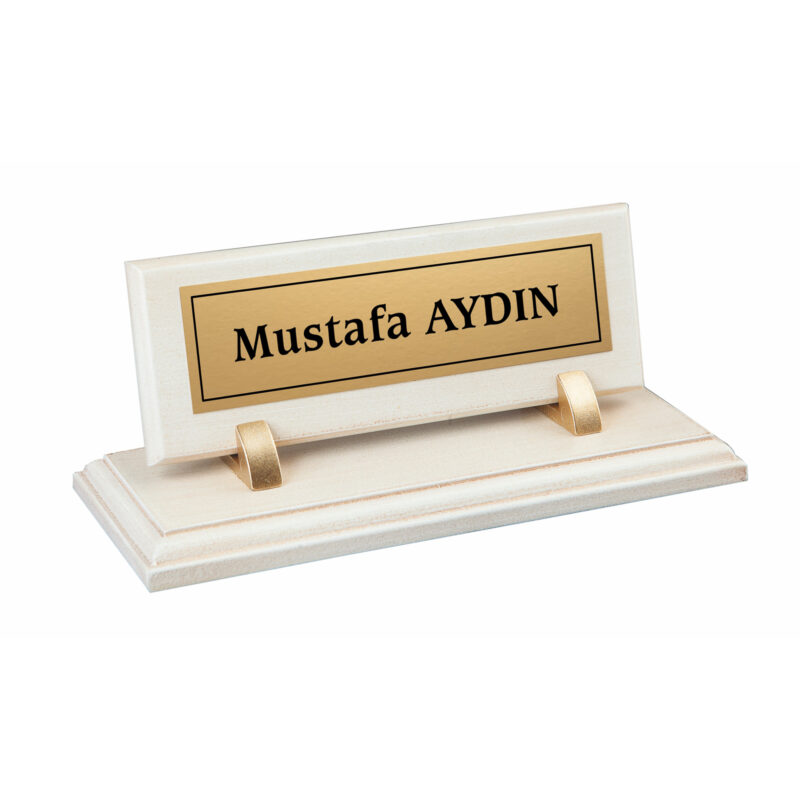 Ahşap Masa İsimliği Beyaz