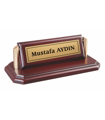 Ahşap Yandan Ayaklı Masa İsimliği Bordo