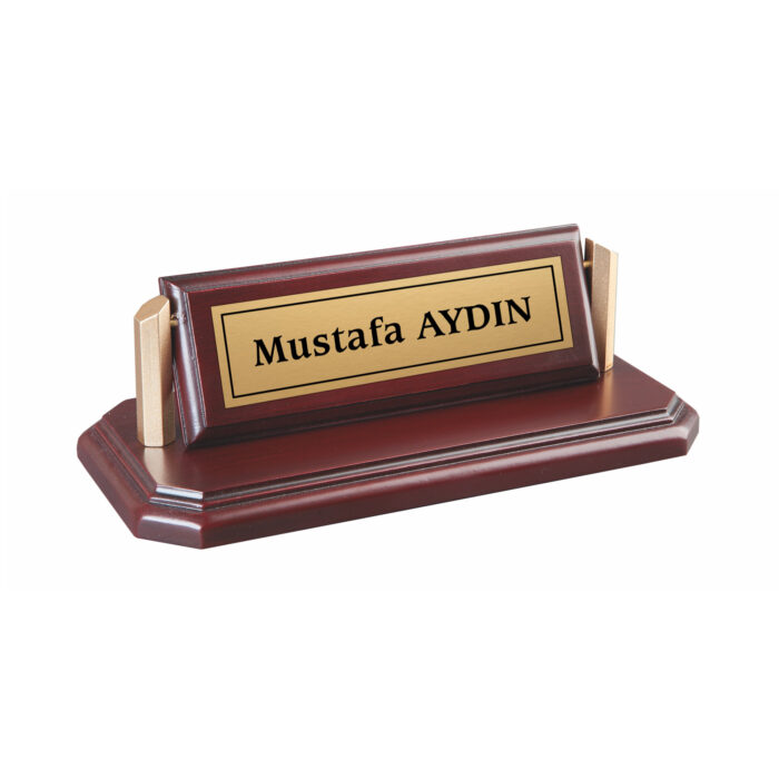Ahşap Yandan Ayaklı Masa İsimliği Bordo