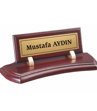 Bordo Özel Kesimli Ahşap Masa İsimliği
