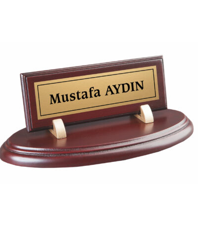 Bordo Oval Ahşap Masa İsimliği
