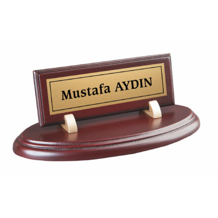 Bordo Oval Ahşap Masa İsimliği