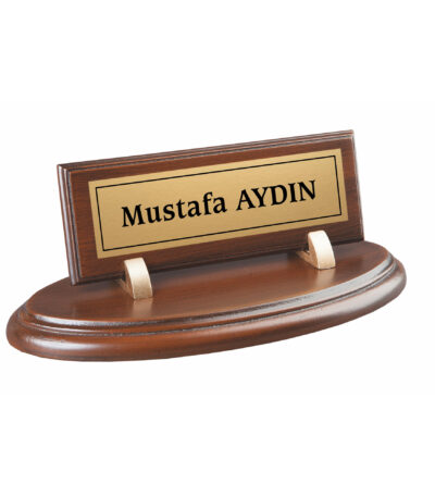 Koyu Kahve Oval Ahşap Masa İsimliği