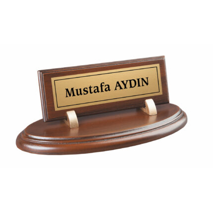 Koyu Kahve Oval Ahşap Masa İsimliği
