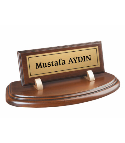 Koyu Kahve Yarımay Ahşap Masa İsimliği