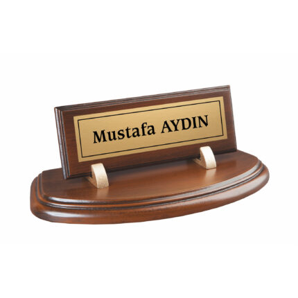 Koyu Kahve Yarımay Ahşap Masa İsimliği
