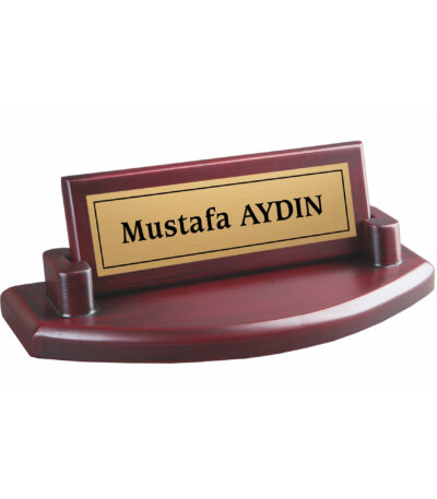 Ahşap Ayaklı Ahşap Masa İsimliği Bordo