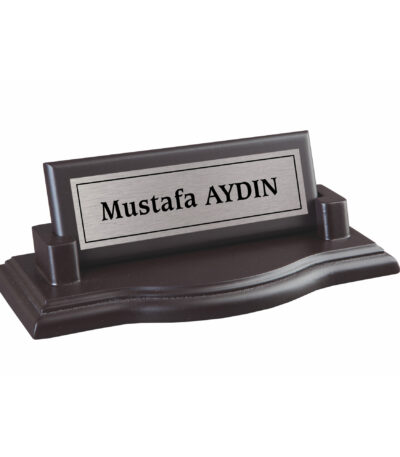 Ahşap Ayaklı Ahşap Masa İsimliği Siyah
