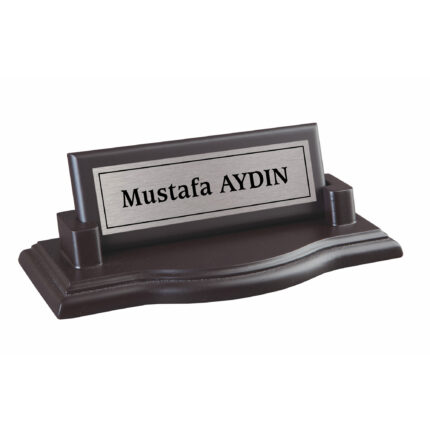 Ahşap Ayaklı Ahşap Masa İsimliği Siyah