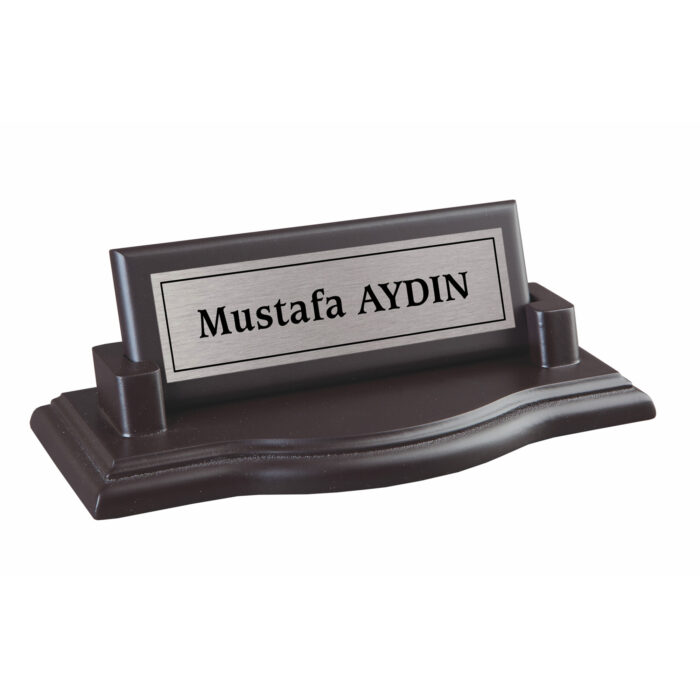 Ahşap Ayaklı Ahşap Masa İsimliği Siyah