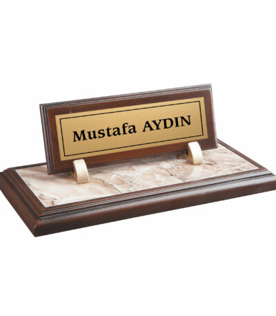 Mermer Zeminli Ahşap Masa İsimliği