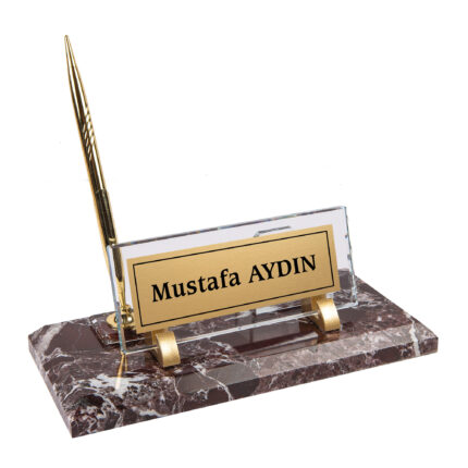 Prestij Bordo Mermer Tek Kalemli Set Masa İsimliği