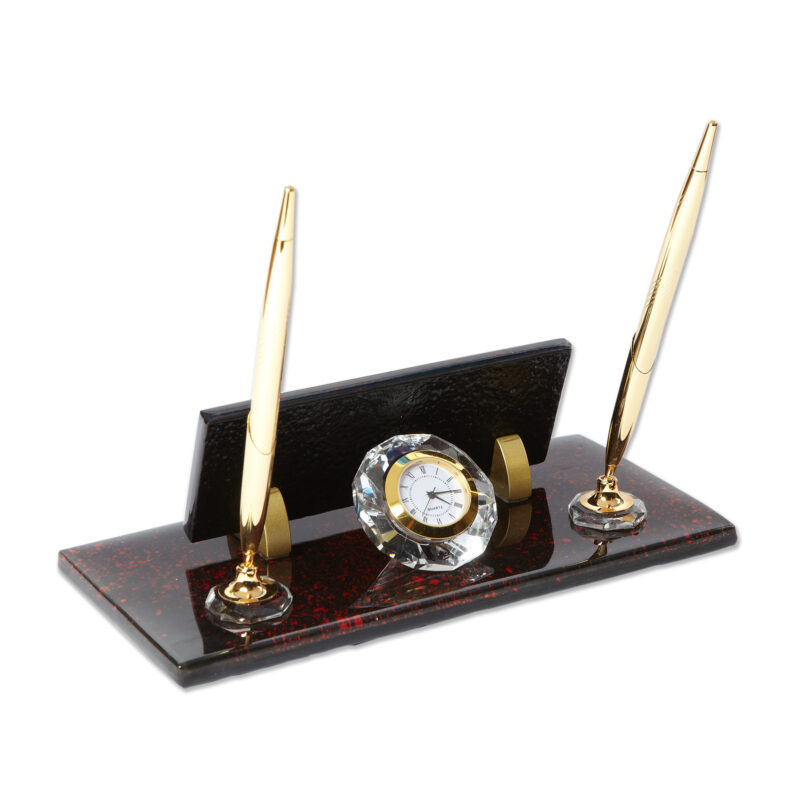 Kırmızı Siyah Renkli Çift Kalemli Cam Masa İsimliği Arka