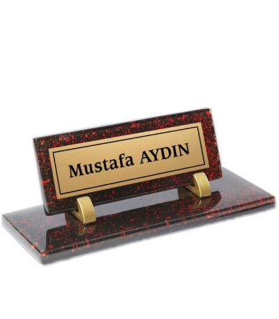 Kırmızı Siyah Renkli Cam Masa İsimliği