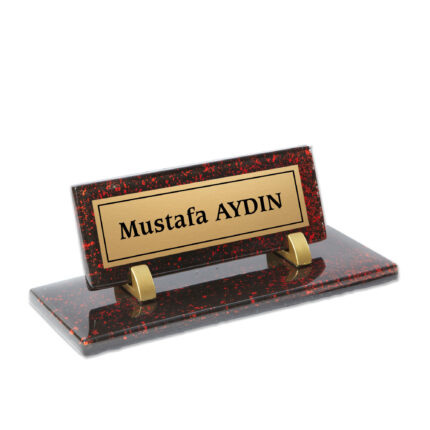 Kırmızı Siyah Renkli Cam Masa İsimliği
